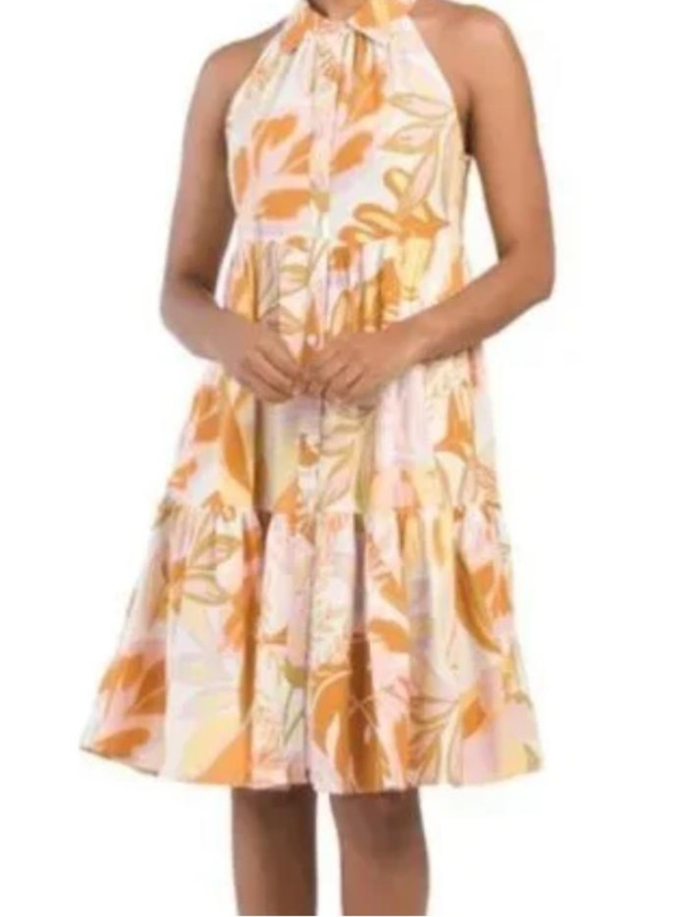 Nicole Miller Pink and Orange Tropical Hawaii Dress Size M